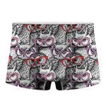 Owl With Glasses Pattern Print Men's Boxer Briefs