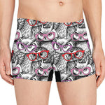 Owl With Glasses Pattern Print Men's Boxer Briefs