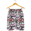Owl With Glasses Pattern Print Men's Shorts