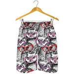Owl With Glasses Pattern Print Men's Shorts
