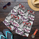 Owl With Glasses Pattern Print Men's Shorts