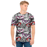Owl With Glasses Pattern Print Men's T-Shirt