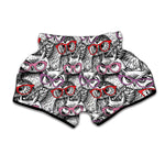 Owl With Glasses Pattern Print Muay Thai Boxing Shorts