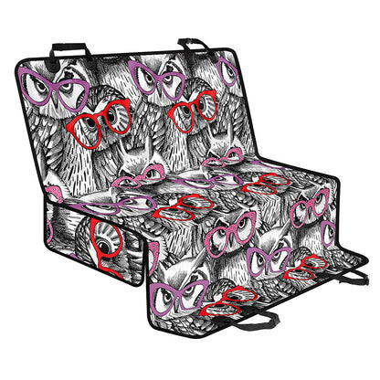 Owl With Glasses Pattern Print Pet Car Back Seat Cover