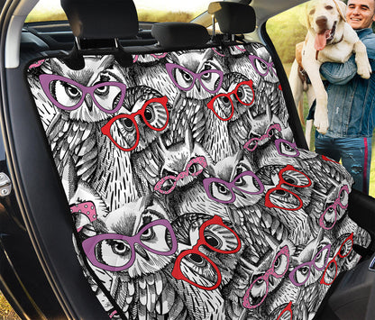 Owl With Glasses Pattern Print Pet Car Back Seat Cover