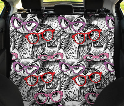 Owl With Glasses Pattern Print Pet Car Back Seat Cover