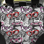 Owl With Glasses Pattern Print Pet Car Back Seat Cover