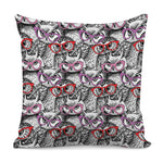 Owl With Glasses Pattern Print Pillow Cover