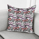Owl With Glasses Pattern Print Pillow Cover