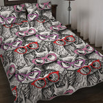 Owl With Glasses Pattern Print Quilt Bed Set