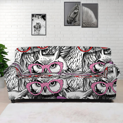 Owl With Glasses Pattern Print Sofa Cover