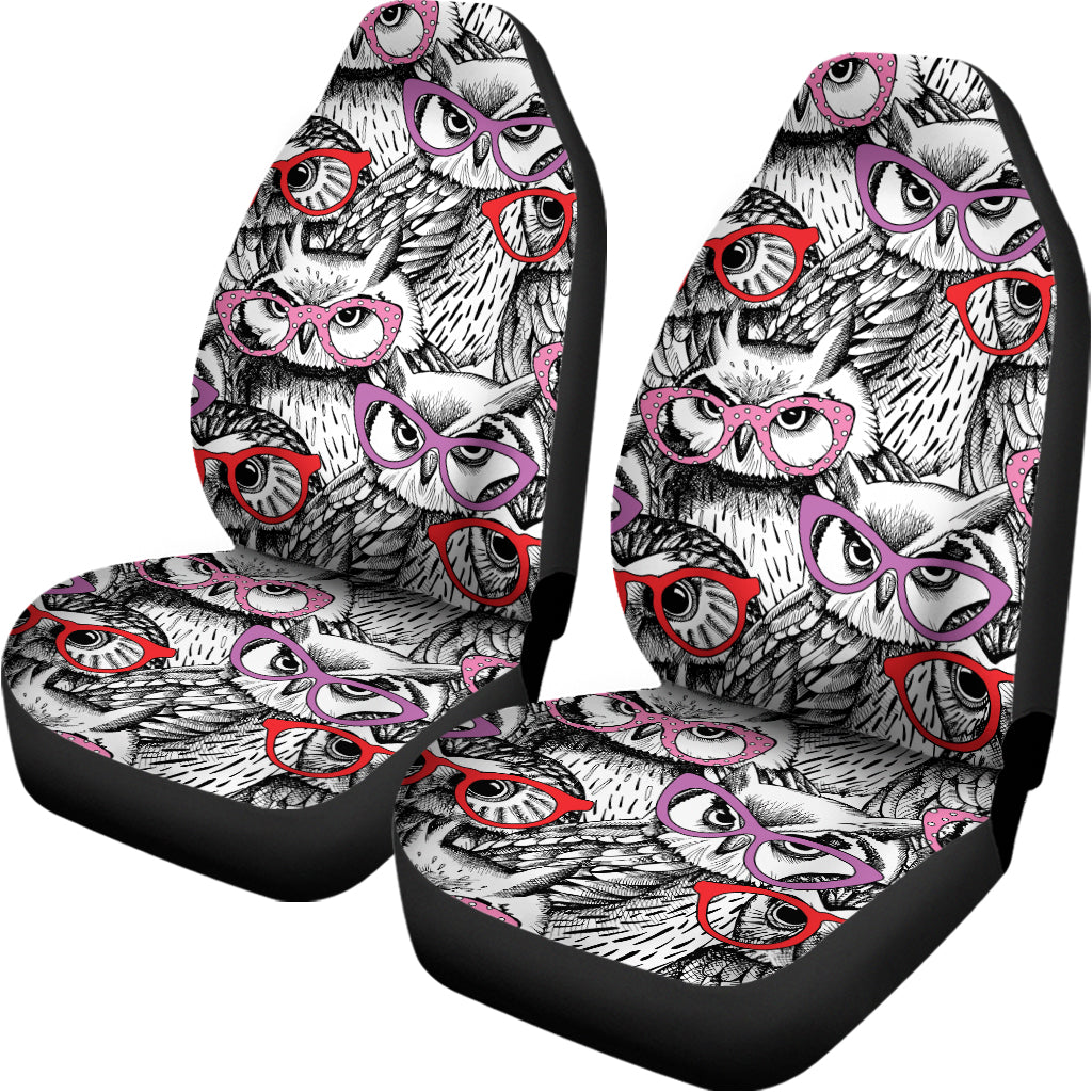 Owl With Glasses Pattern Print Universal Fit Car Seat Covers