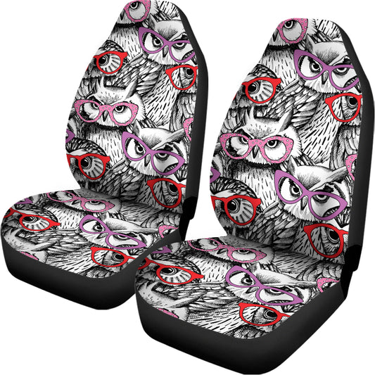 Owl With Glasses Pattern Print Universal Fit Car Seat Covers