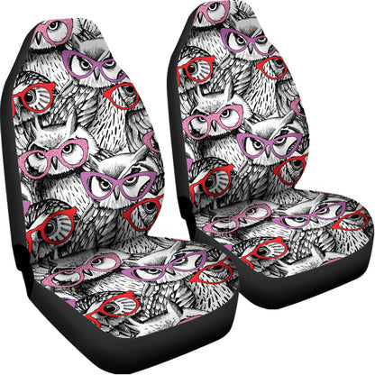 Owl With Glasses Pattern Print Universal Fit Car Seat Covers