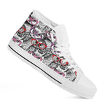 Owl With Glasses Pattern Print White High Top Shoes