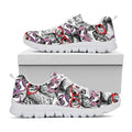 Owl With Glasses Pattern Print White Running Shoes