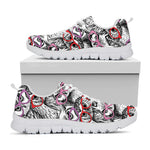 Owl With Glasses Pattern Print White Sneakers