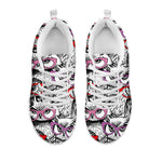 Owl With Glasses Pattern Print White Sneakers