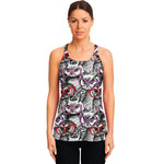 Owl With Glasses Pattern Print Women's Racerback Tank Top