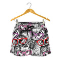 Owl With Glasses Pattern Print Women's Shorts