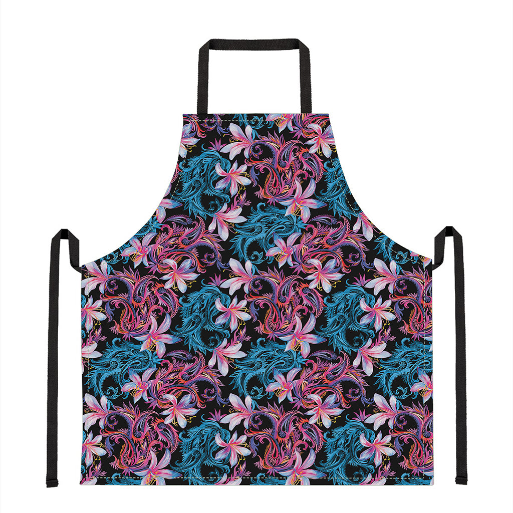 Paisley And Floral Pattern Print Apron