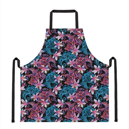 Paisley And Floral Pattern Print Apron