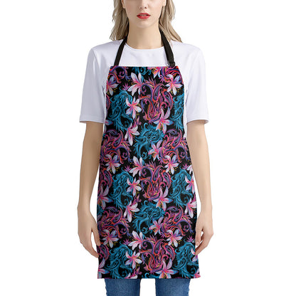 Paisley And Floral Pattern Print Apron