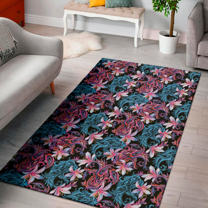 Paisley And Floral Pattern Print Area Rug