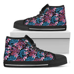 Paisley And Floral Pattern Print Black High Top Shoes