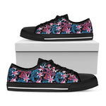 Paisley And Floral Pattern Print Black Low Top Shoes