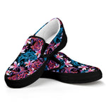 Paisley And Floral Pattern Print Black Slip On Shoes