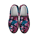 Paisley And Floral Pattern Print Black Slip On Shoes