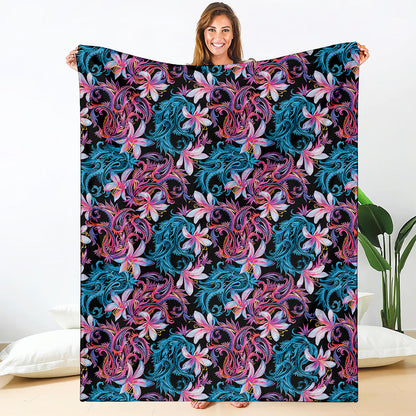Paisley And Floral Pattern Print Blanket