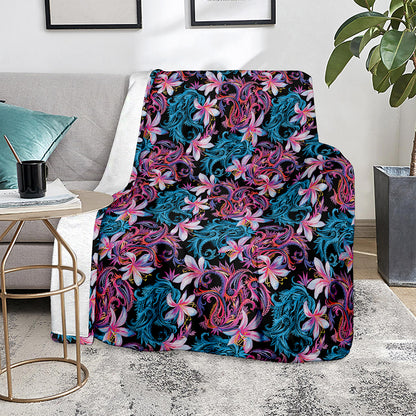 Paisley And Floral Pattern Print Blanket