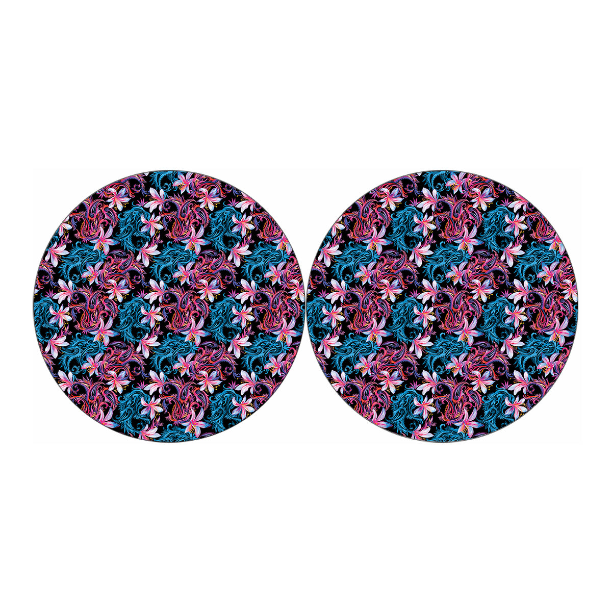 Paisley And Floral Pattern Print Car Coasters