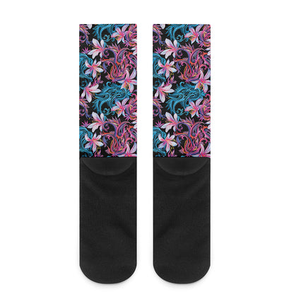 Paisley And Floral Pattern Print Crew Socks
