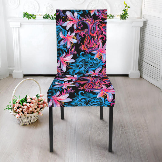 Paisley And Floral Pattern Print Dining Chair Slipcover