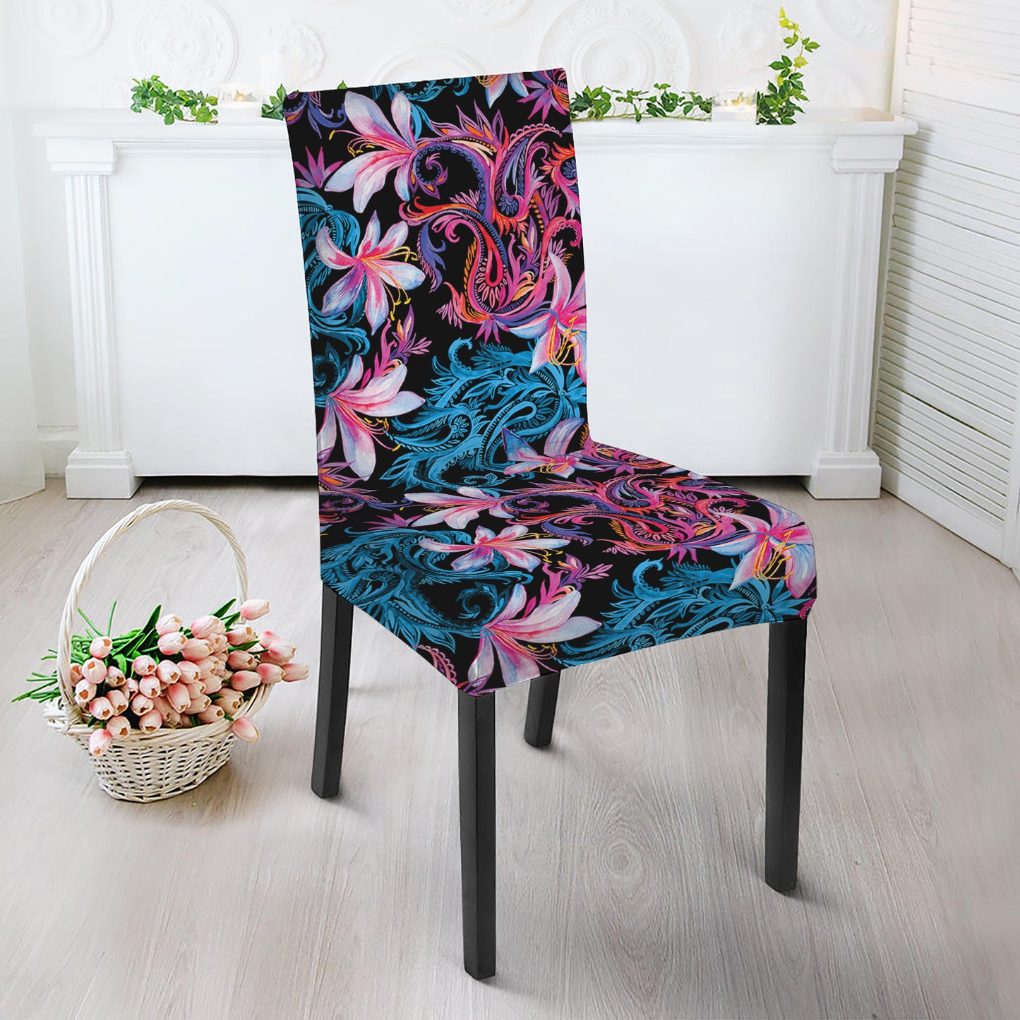 Paisley And Floral Pattern Print Dining Chair Slipcover