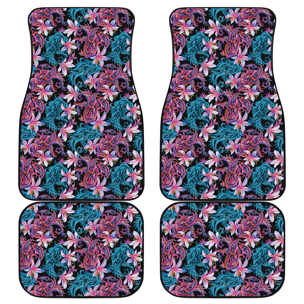 Paisley And Floral Pattern Print Front and Back Car Floor Mats