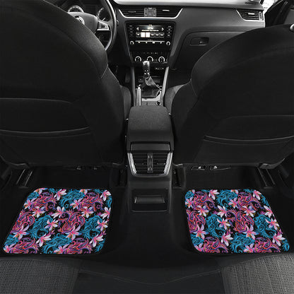 Paisley And Floral Pattern Print Front and Back Car Floor Mats
