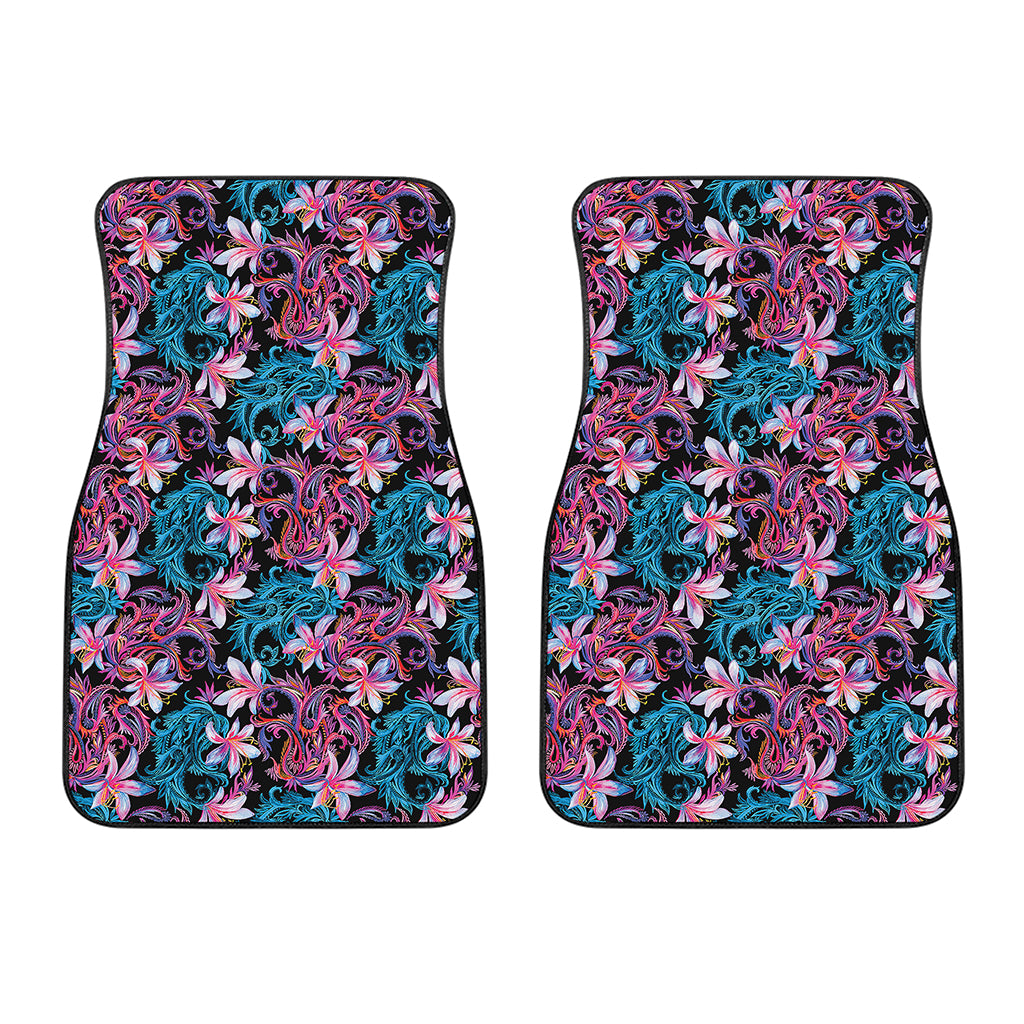 Paisley And Floral Pattern Print Front Car Floor Mats
