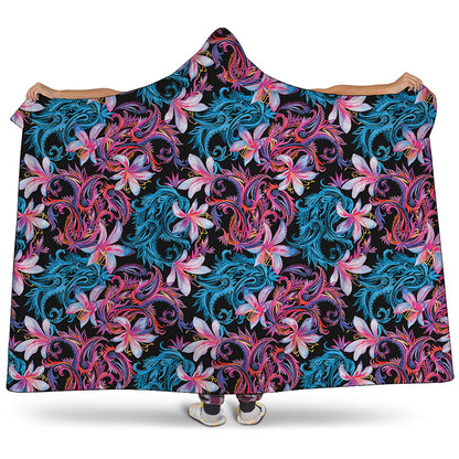 Paisley And Floral Pattern Print Hooded Blanket