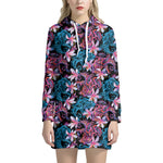 Paisley And Floral Pattern Print Hoodie Dress