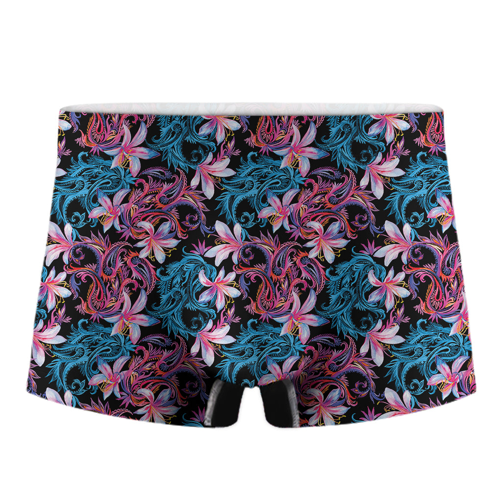 Paisley And Floral Pattern Print Men's Boxer Briefs