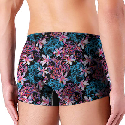 Paisley And Floral Pattern Print Men's Boxer Briefs