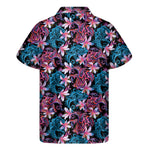 Paisley And Floral Pattern Print Men's Short Sleeve Shirt