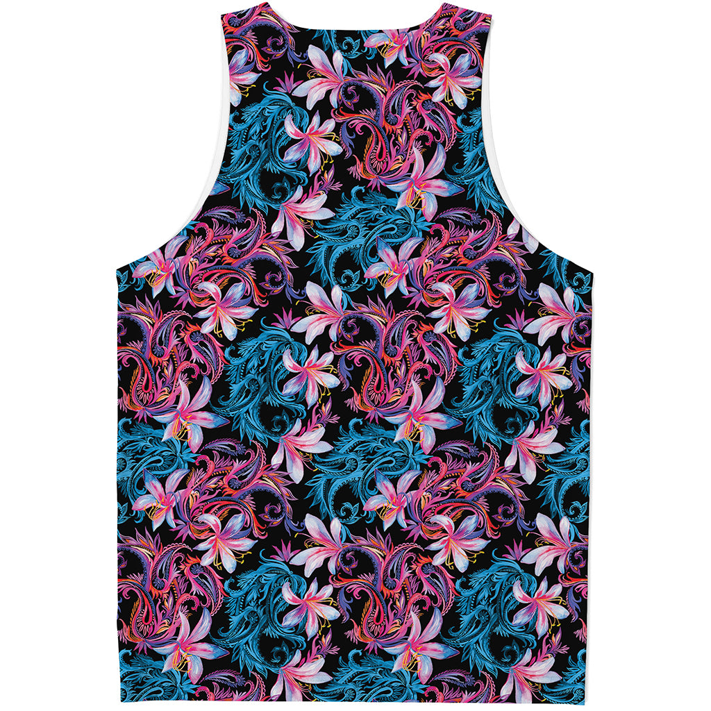 Paisley And Floral Pattern Print Men's Tank Top