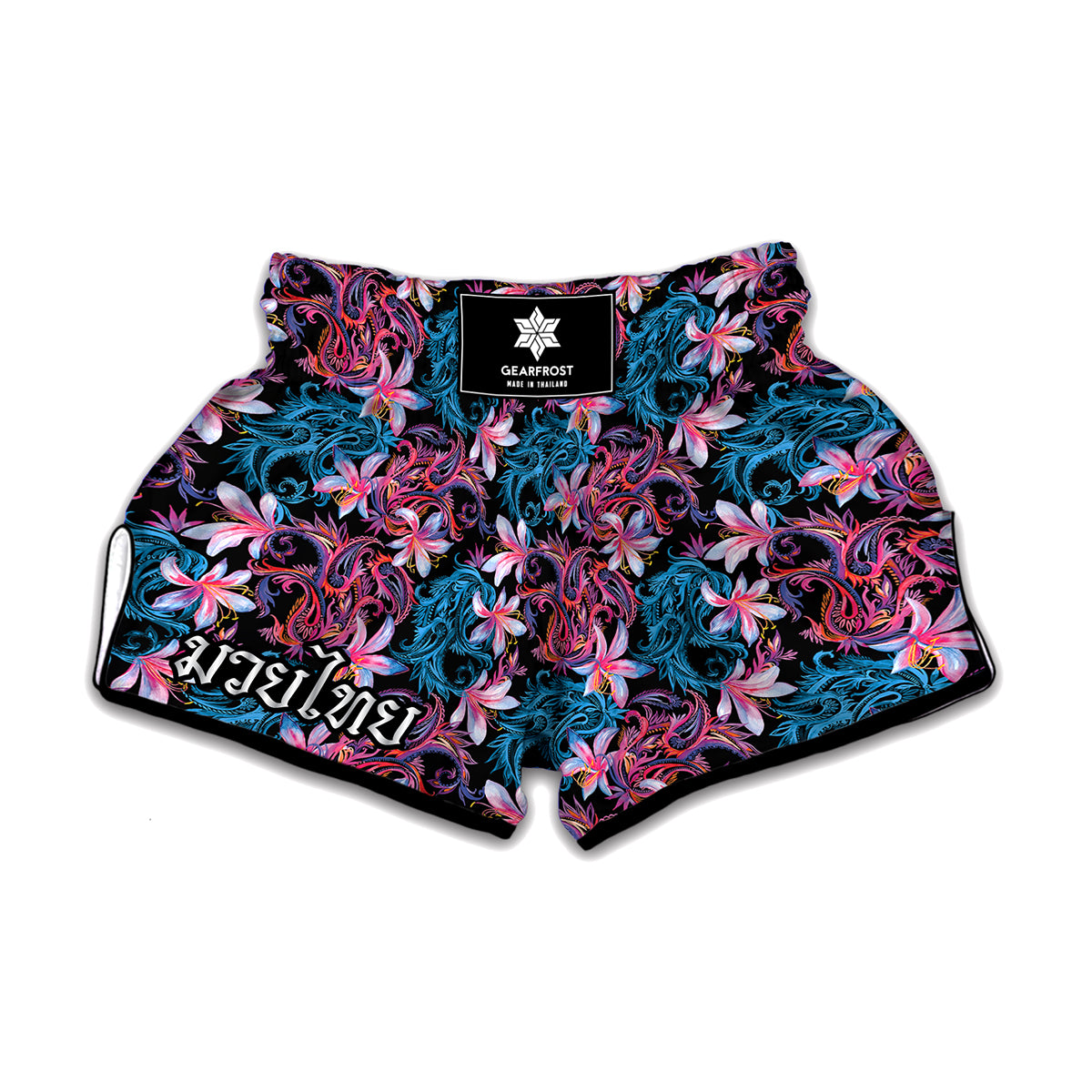Paisley And Floral Pattern Print Muay Thai Boxing Shorts
