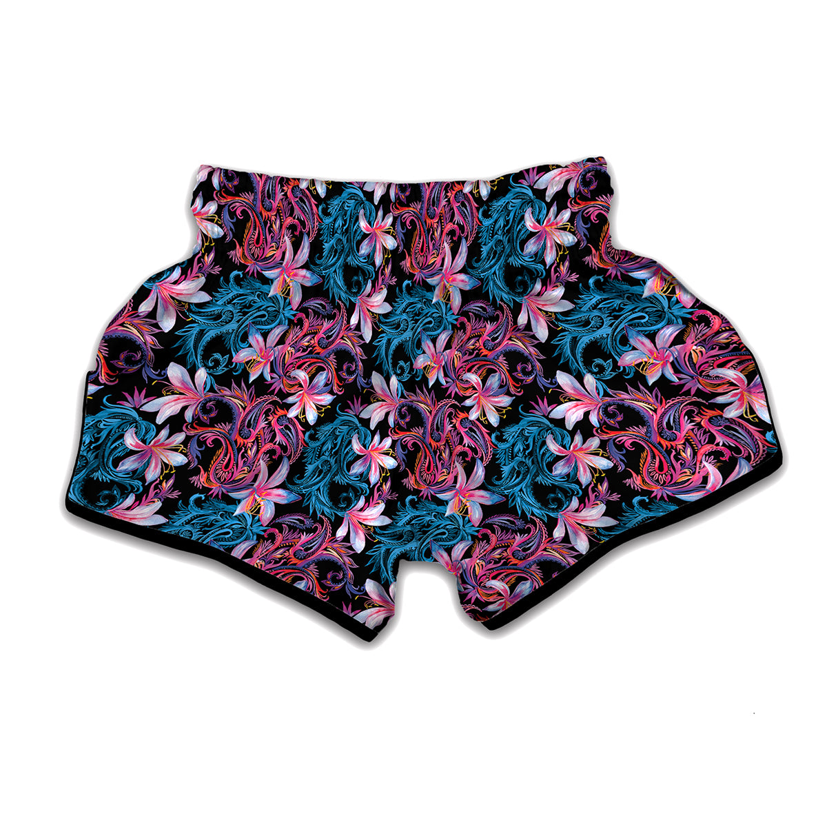 Paisley And Floral Pattern Print Muay Thai Boxing Shorts