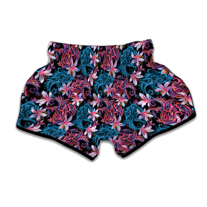 Paisley And Floral Pattern Print Muay Thai Boxing Shorts